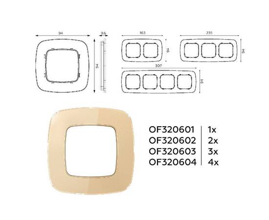 Рамка четырехместная Ambrella Volt Radian OF320604, изображение 4