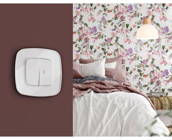 Лицевая панель для выключателя двухклавишного с подсветкой Ambrella Volt Omega OP1040, изображение 2