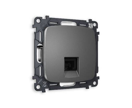 Комплект механизма телефонной розетки RJ-11(4P4C) со шторкой Ambrella Volt Omega MO662030