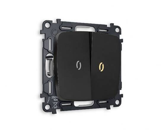 Комплект механизма 2-кл проходного выключателя с подсветкой Ambrella Volt Omega MO804030