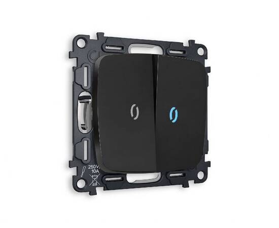 Комплект механизма 2-кл проходного выключателя с подсветкой Ambrella Volt Omega MO804040