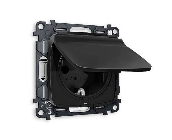 Комплект механизма розетки с/з со шторками и крышкой Ambrella Volt Omega MO808010