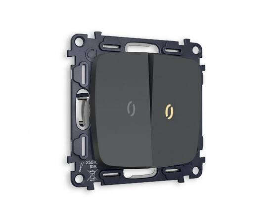 Комплект механизма 2-кл выключателя с подсветкой Ambrella Volt Omega MO904010