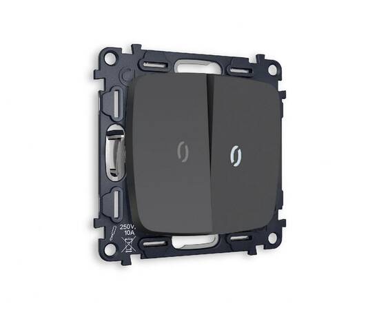 Комплект механизма 2-кл проходного выключателя с подсветкой Ambrella Volt Omega MO904035