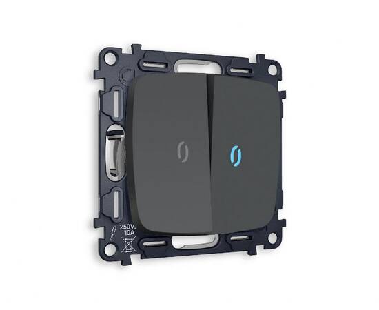 Комплект механизма 2-кл проходного выключателя с подсветкой Ambrella Volt Omega MO904040