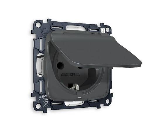 Комплект механизма розетки с/з со шторками и крышкой Ambrella Volt Omega MO908010