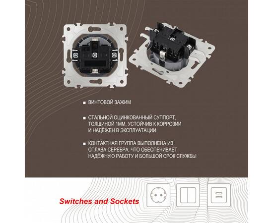 Розетка с заземлением и шторками Arte Milano 202.40-1.silver, изображение 2