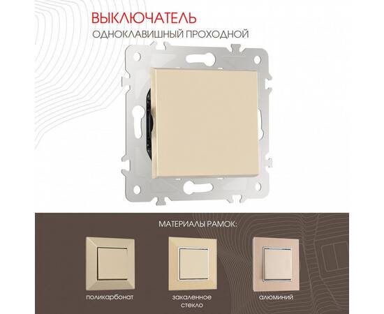 Выключатель одноклавишный проходной Arte Milano 203.32-1.shampan