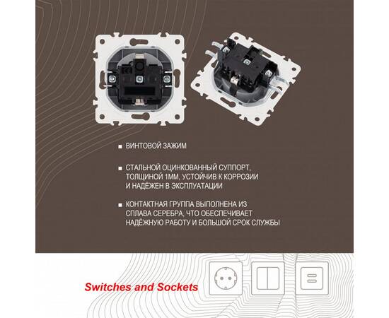 Розетка с заземлением и шторками Arte Milano 205.40-1.silver, изображение 2