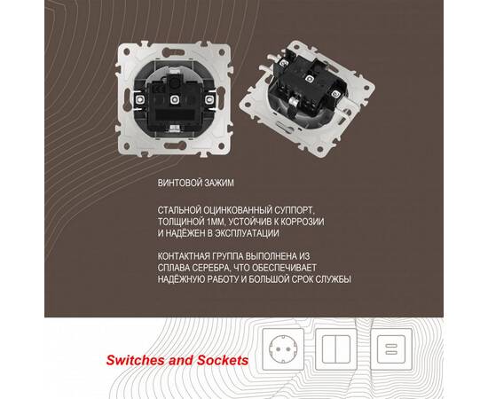 Розетка с заземлением и шторками Arte Milano 206.40-1.silver, изображение 2