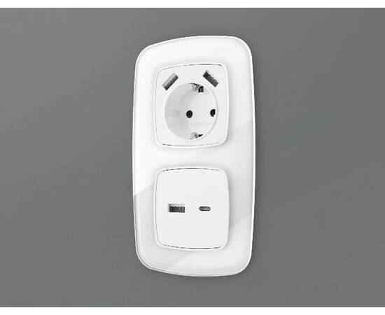 Лицевая панель для розетки 2USB тип A+C Ambrella Volt Omega OP1110, изображение 2