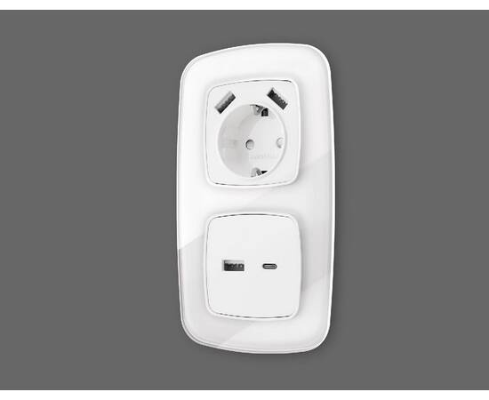 Лицевая панель для розетки 2USB A+C Ambrella Volt Omega OP1310, изображение 2