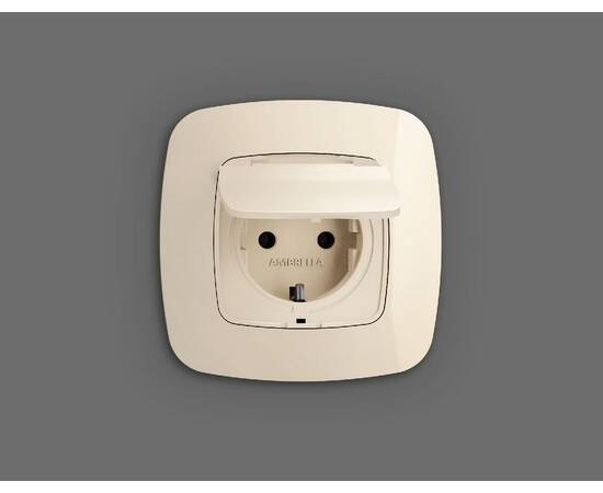 Лицевая панель для розетки с/з со шторками и крышкой Ambrella Volt Omega OP3080, изображение 2
