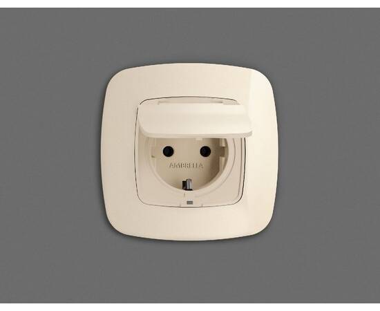Лицевая панель для розетки с/з со шторками и крышкой Ambrella Volt Omega OP3280, изображение 2