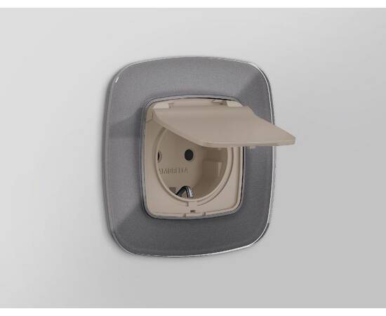 Лицевая панель для розетки с/з со шторками и крышкой Ambrella Volt Omega OP3680, изображение 2