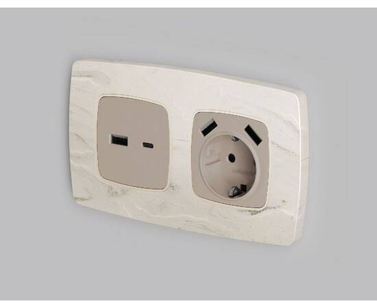 Лицевая панель для розетки 2USB A+C Ambrella Volt Omega OP3710, изображение 2