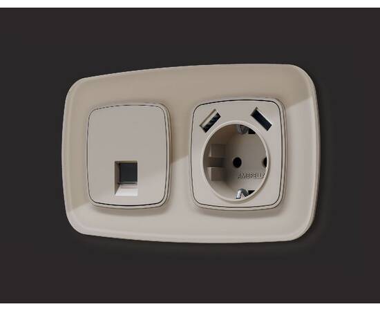 Лицевая панель для компьютерной/телефонной розетки RJ-45/RJ-11 Ambrella Volt Omega OP3720, изображение 2