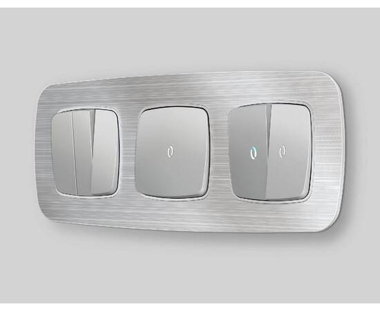 Лицевая панель для выключателя двухклавишного с подсветкой Ambrella Volt Omega OP4040, изображение 2