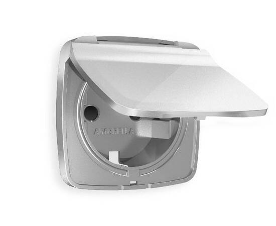 Лицевая панель для розетки с/з со шторками и крышкой Ambrella Volt Omega OP4080