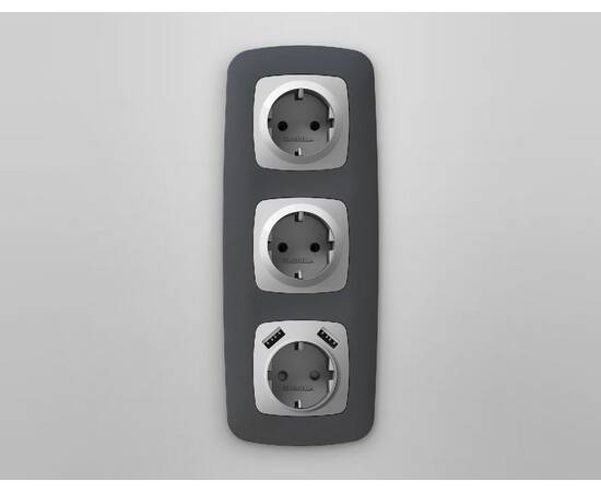 Лицевая панель для розетки с/з со шторками 2USB A+A Ambrella Volt Omega OP4090, изображение 2