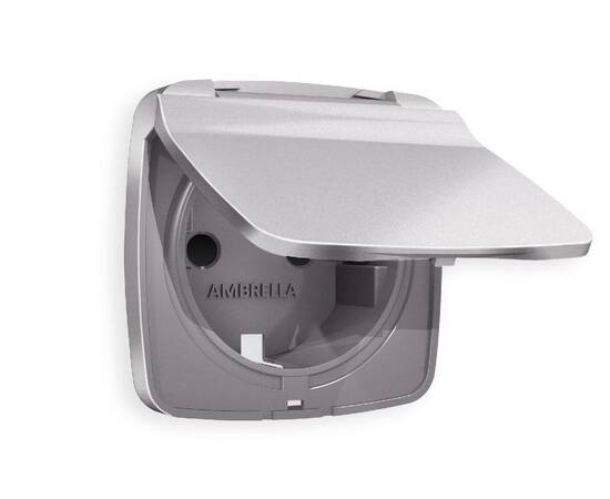 Лицевая панель для розетки с/з со шторками и крышкой Ambrella Volt Omega OP5080