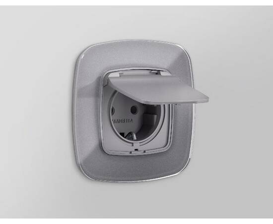 Лицевая панель для розетки с/з со шторками и крышкой Ambrella Volt Omega OP5080, изображение 2