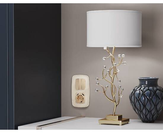 Лицевая панель для розетки с/з со шторками 2USB A+A Ambrella Volt Omega OP6090, изображение 2