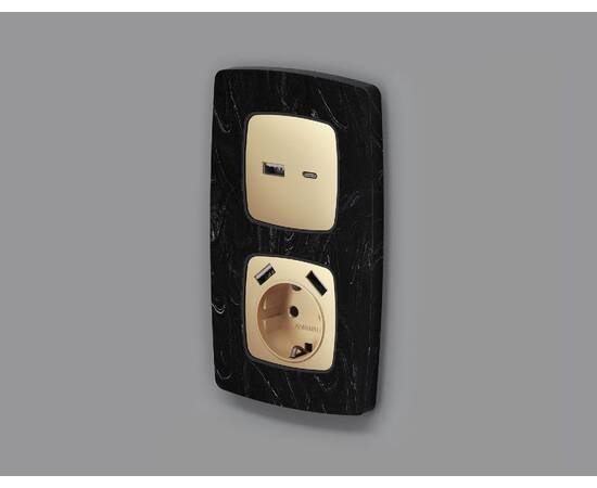 Лицевая панель для розетки 2USB тип A+C Ambrella Volt Omega OP6110, изображение 2