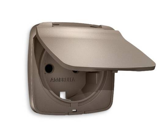 Лицевая панель для розетки с/з со шторками и крышкой Ambrella Volt Omega OP6380