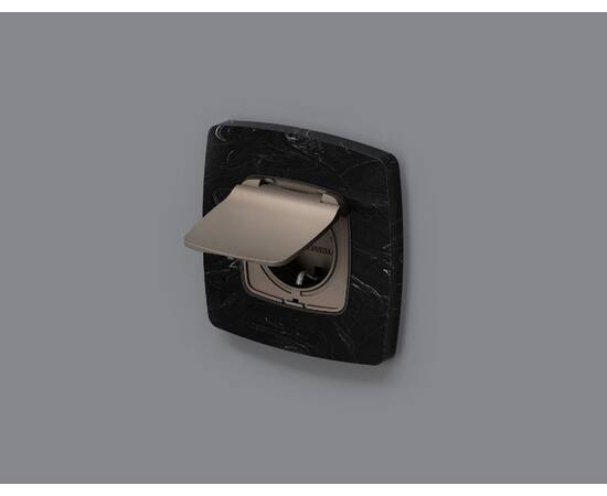 Лицевая панель для розетки с/з со шторками и крышкой Ambrella Volt Omega OP6380, изображение 2