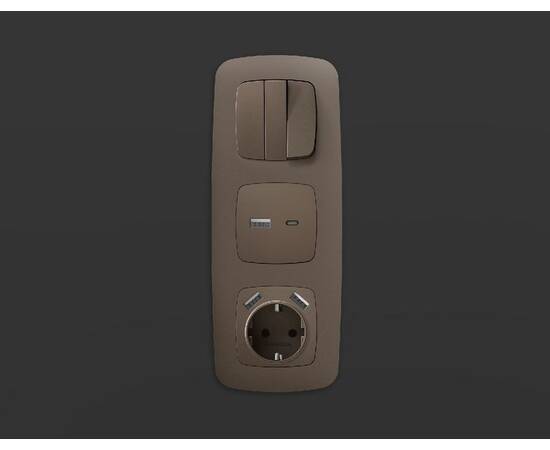 Лицевая панель для розетки с/з со шторками 2USB A+A Ambrella Volt Omega OP6390, изображение 2