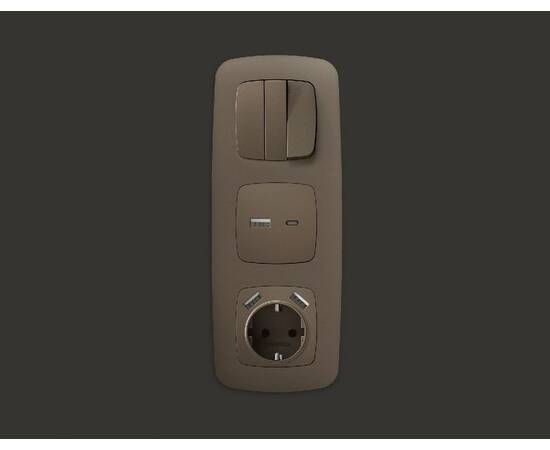 Лицевая панель для розетки 2USB тип A+C Ambrella Volt Omega OP6410, изображение 2