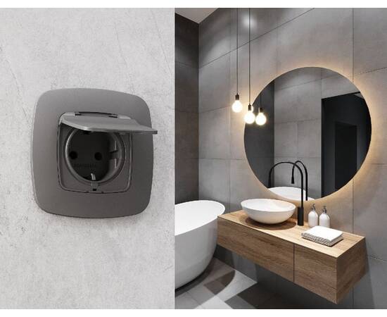 Лицевая панель для розетки с/з со шторками и крышкой Ambrella Volt Omega OP6580, изображение 2