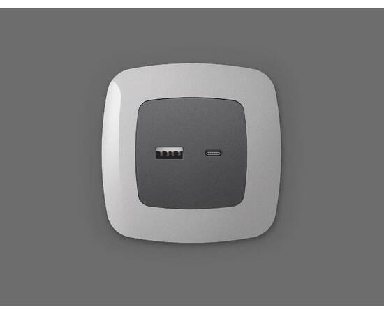 Лицевая панель для розетки 2USB тип A+C Ambrella Volt Omega OP6610, изображение 2