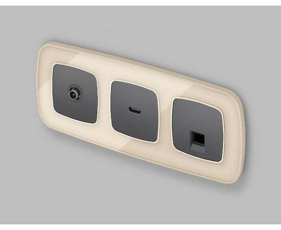 Лицевая панель для компьютерной/телефонной розетки RJ-45/RJ-11 Ambrella Volt Omega OP6620, изображение 2