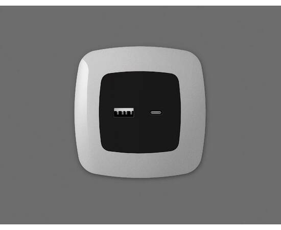 Лицевая панель для розетки 2USB тип A+C Ambrella Volt Omega OP8110, изображение 2