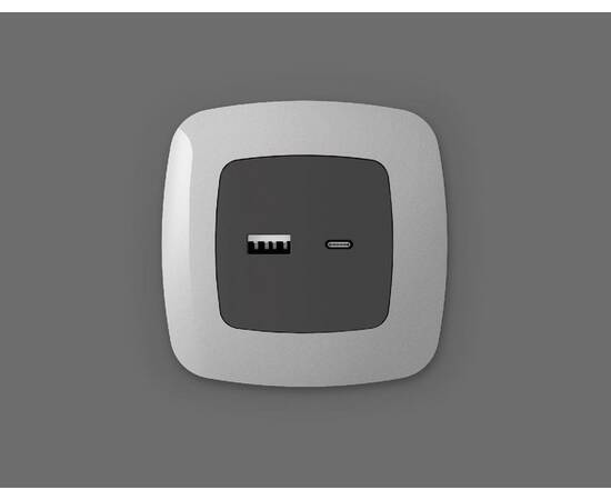Лицевая панель для розетки 2USB тип A+C Ambrella Volt Omega OP9110, изображение 2