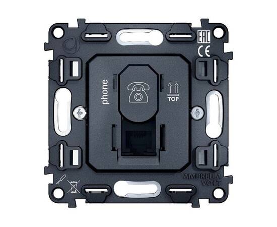 Механизм телефонной розетки RJ-11 (4P4C) с автоматической защитной шторкой Ambrella Volt Quant VM190