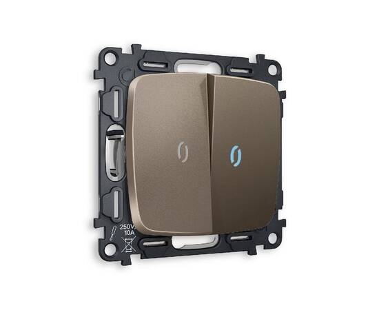 Комплект механизма 2-кл проходного выключателя с подсветкой Ambrella Volt Omega MO634040