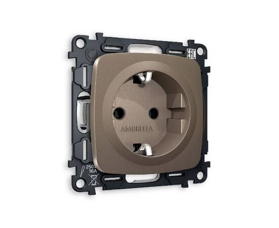 Комплект механизма розетки с/з на винтовых зажимах Ambrella Volt Omega MO636010