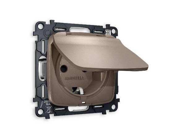 Комплект механизма розетки с/з со шторками и крышкой Ambrella Volt Omega MO638010