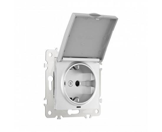 Розетка с заземлением, шторками и защитной крышкой Arte Milano 206.41-1.silver, изображение 4