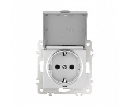 Розетка с заземлением, шторками и защитной крышкой Arte Milano 206.41-1.silver, изображение 5