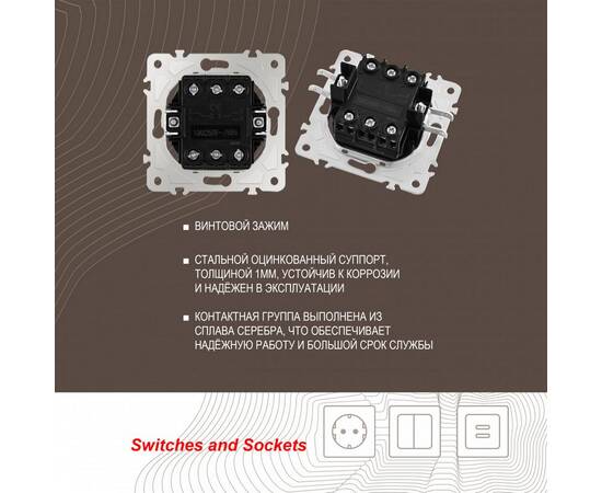 Выключатель двухклавишный проходной Arte Milano 206.32-2.shampan, изображение 2