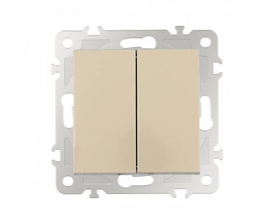 Выключатель двухклавишный проходной Arte Milano 206.32-2.shampan, изображение 4