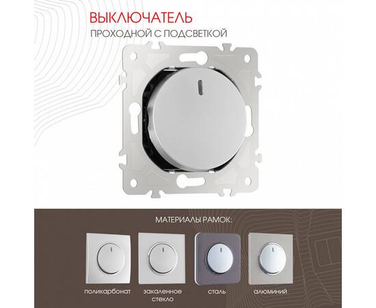 Выключатель одноклавишный проходной Arte Milano 202.33-1.silver