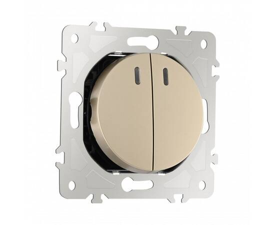 Выключатель двухклавишный с подсветкой Arte Milano 202.31-2.shampan, изображение 7