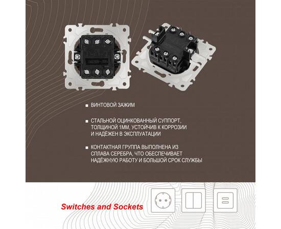 Выключатель двухклавишный проходной Arte Milano 202.33-2.shampan, изображение 2