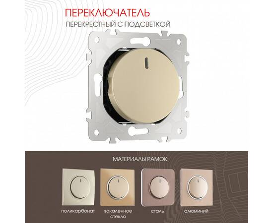 Переключатель одноклавишный перекрестный с подсветкой Arte Milano 202.35-1.shampan