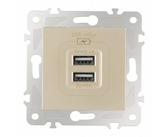 Розетка USB 2.1А+1А Arte Milano 203.46-1.shampan, изображение 6